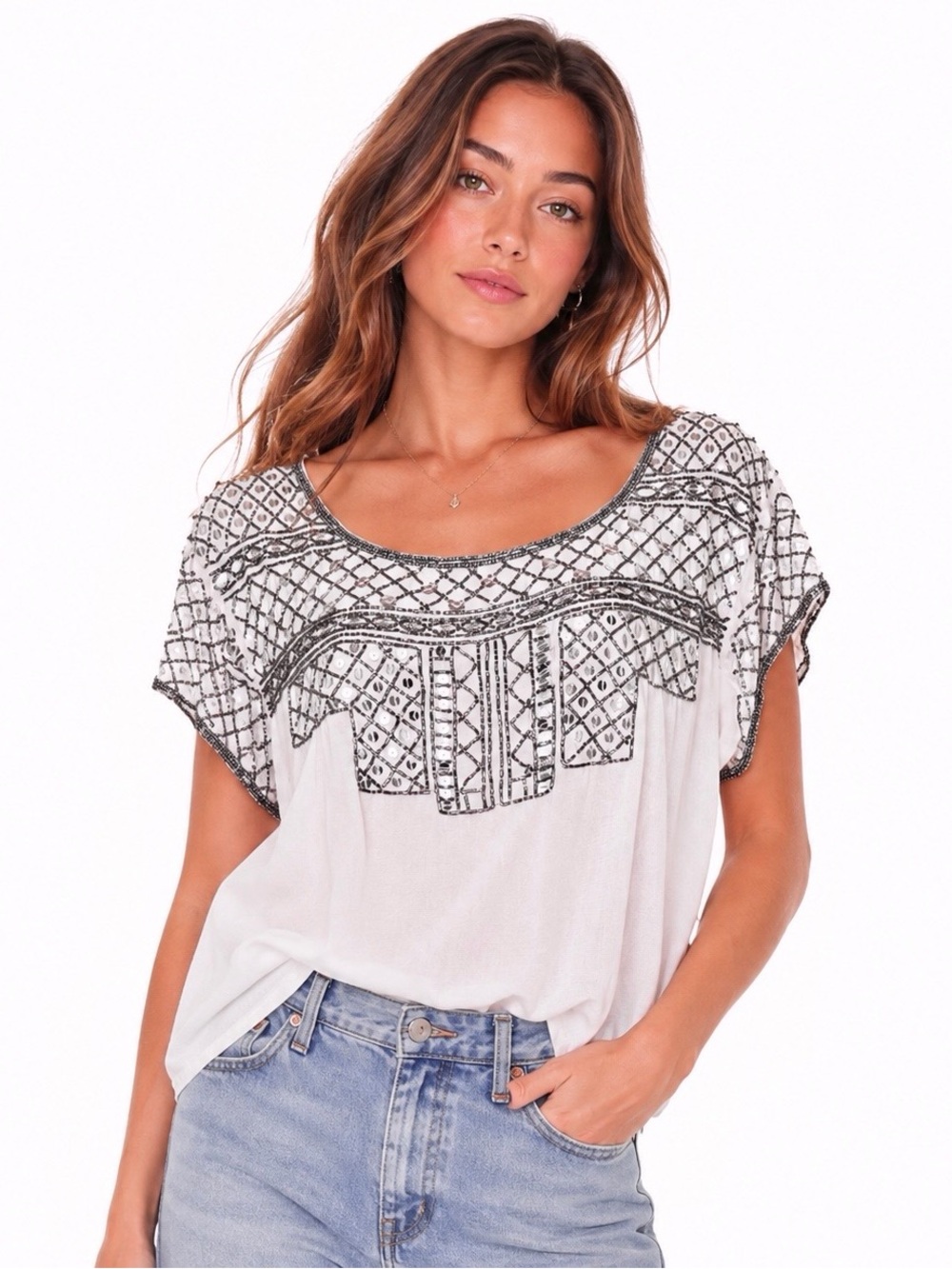 F21 | Blogger Fave Embellished Dusty Pink Sequin Light Relaxed Blouse Shirt